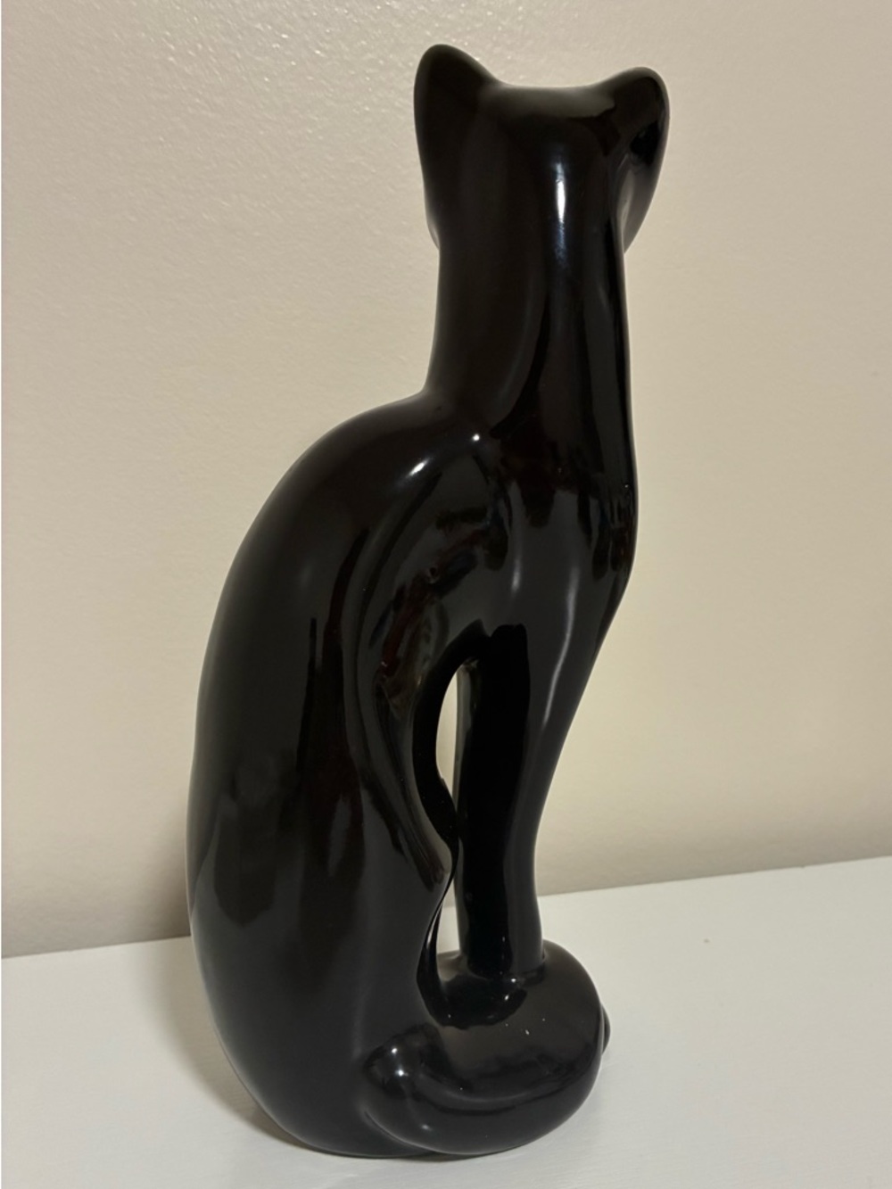 Sleek Black Ceramic Cat Figurine - Picture 3 of 6